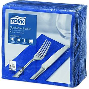Tork Soft Dinnerservet Donkerblauw, 1/8-vouw 3-laags, 39 x 39 cm, 12 x 100 servetten, 477619