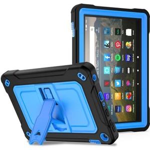 Beschermhoes compatibel met Fire HD 8.0 2020, 3-in-1, robuust, stofdicht – zwart + blauw