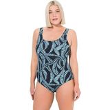 Ulla Popken - Badpak - Lichtblauw / Zwart - Full Cup - Bustier - Met Beugel