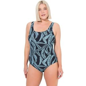 Ulla Popken - Badpak - Lichtblauw / Zwart - Full Cup - Bustier - Met Beugel