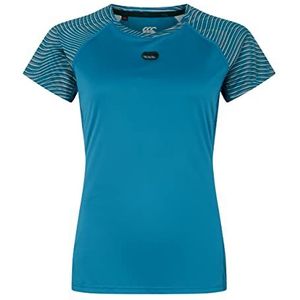 Canterbury Dames Vapodri Superlight korte mouw grafisch T-shirt, blauw koraal, 8