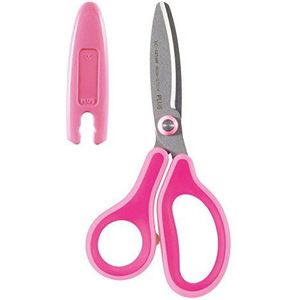 PLUS Japan, Schaar Fitcut Curve Kids in roze voor rechtshandigen, per stuk verpakt (1 x 1 schaar)