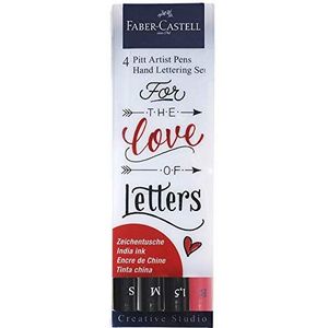 Faber-Castell - inktpen Pitt Artist Pen lettering 1 Packung Handlettering zwart/rood.