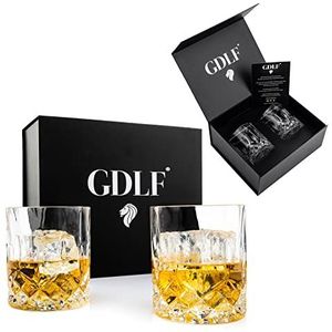 Vintage Whiskey Glazen Set van 2 in Luxe Geschenkdoos | GDLF | 100% Lood-Vrij Kristalglas | 330ml