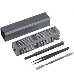 Meister Fijnmechanische bitset - 37 x 153 x 37 mm - 30-delig - elegante aluminium case - reparatieset voor smartphones, pc's, horloges, brillen, enz. / reparatie-gereedschapsset /