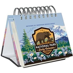 Americanflat Perpetual Flip Kalender voor Office Desk - Nationaal Park Dagelijkse Eeuwigdurende Kalender met Spiraalbinding met 63 Nationale Parken Kalender 5,5 inch Desktop Size