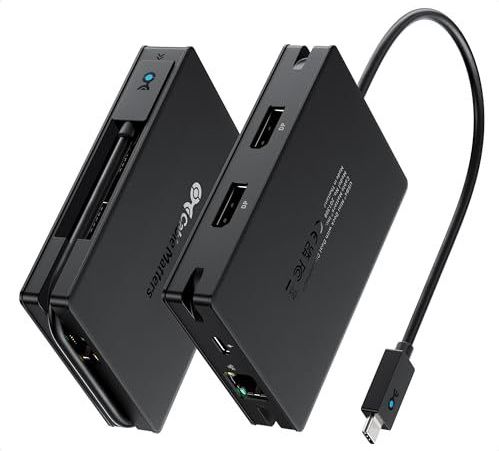 Cable Matters 8-in-1 draagbare 40Gbps USB4-hub (USB 4-dock) Dual DisplayPort 4K @60Hz, enkele DP 4K @240Hz/8K @60Hz, 100W PD, Gigabit Ethernet, beperkte ondersteuning voor macOS-beeldschermen