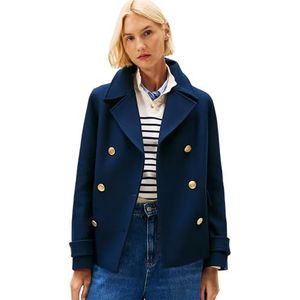 Tommy Hilfiger Dames WOOL BLEND REG DB PEACOAT WW0WW47281 Double-breasted jas, blauw, 32, Blauw (Donker Nacht Marine), 58