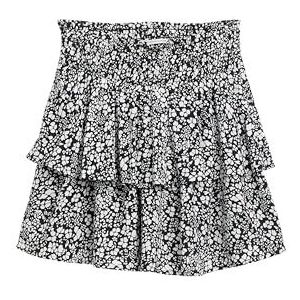 TOM TAILOR Korte rok voor meisjes, 37356 - Wit En Zwart Bloemen Ontwerp, 164