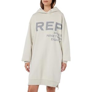 Replay Dames sweatshirt jurk met capuchon, 012 Platinum, M