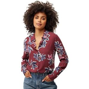 Mexx Dames Basic Blouse AOP Shirt, Dark Red, L