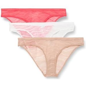 Calvin Klein Dames 3-pack bikini (laagbouw), Calypso koraal/ceder/wit, M, Calypso Koraal/Ceder/Wit, M