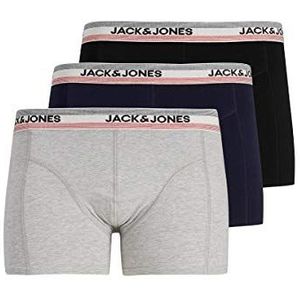 JACK & JONES Boxershorts voor heren, Zwart/Detail: lgm - Navy Blazer, L