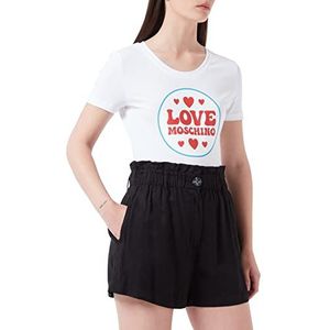 Love Moschino Dames stretch katoenen jersey met logo patch print T-shirt, wit (optical white), 44 NL