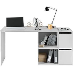 amuéblate online Studio Europa, omkeerbaar bureau of kantoor, hout, wit, 120 cm (L) x 74 cm (H) x 49 cm (D)