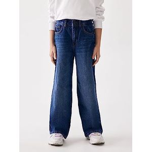 LTB Jeans Meisjes-jeansbroek Oliana G hoge taille, brede jeans katoenmix met ritssluiting, maat 8 jaar/128 in medium blauw, Iriel Safe Wash 54553, 128 cm