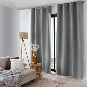 ED ENJOY HOME - Gordijn – polyester – 135 x 240 cm – grijs – collectie Nordica – klaar om op te hangen – wasbaar op 30 °C – voor alle ruimtes – beddengoed – gordijnen