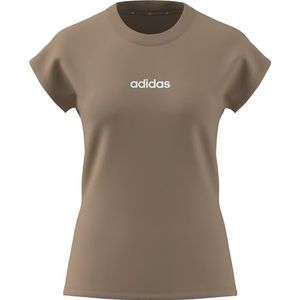adidas Dames ESSENTIALS LINEAR COTTON T-SHIRT, warm sandstone/white, L