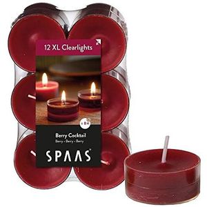 SPAAS 12 Maxi Clearlights Geur, theelichten in transparante cup, ± 8 uur - Berry Cocktail