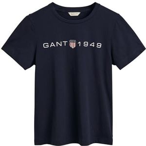 GANT Dames Reg Printed Graphic T-shirt, evening blue, XS