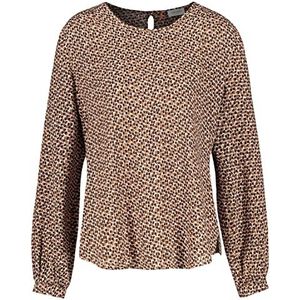 Gerry Weber Dames Kieid met alloverpatroon EcoVero figuurspelende jurk duurzaam, fijn glinsterend, vloeiend korte halve mouw, crème/zand/zwart/print, 40