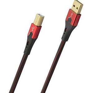 Oehlbach USB Evolution B - hoogwaardige USB-kabel type 2.0 USB-A naar USB-B (voor audio streaming, DAC en printer) zwart/rood - 10m