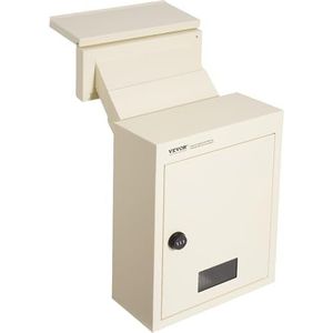 VEVOR Brievenbus, wandinbouw, 320 x 158 x 430 mm, postbus voor aan de muur, 70 tot 200 mm, van robuust staal, combinatieslot voor brieven, sleutelcheques, huis, kantoor, beige