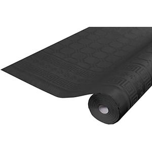 Pro Nappe - Ref. R482534I - Wegwerp tafelkleed van damastpapier op rol 25 m lang x 1,18 m breed - damast papier met universeel chique en klassiek patroon - 83 bestek, kleur: zwart