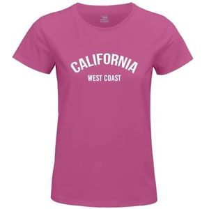 Republic Of California WoREPCZTS100 California West Coast T-shirt dames, fuchsia, maat XXL, Fuchsia, XXL
