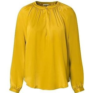 Seidensticker Damesblouse, modieuze blouse, regular fit, ronde hals, lange mouwen, 100% viscose, mosterdgeel, 38