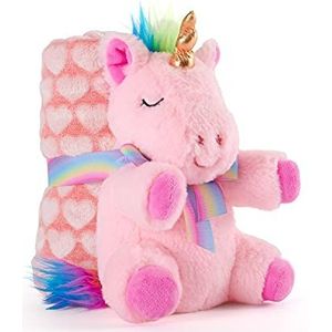 Perletti - Knuffeldeken - Roze - Pluche Eenhoorn - 120x80