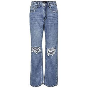 VERO MODA Vrouwelijke Straight Fit Jeans VMKITHY Hoge Taille 2732Medium Blauw Denim