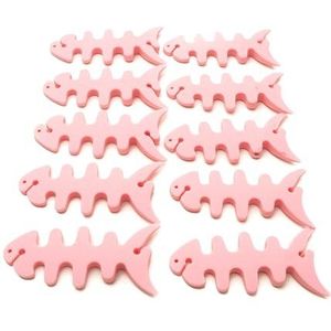 SYSTEM-S Set van 10 kabelmanagers wrap kabelhaspel visvorm siliconen opwikkelaar kabelbescherming in roze