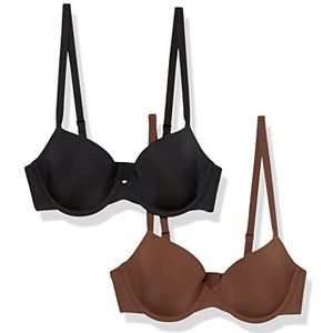 Amazon Essentials Demi Cup microvezel beha voor dames, set van 2, diepbruin, 34DD