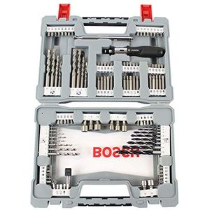 Bosch Accessories 105-delig bits/boren Premium X-Line set (betonboor, tegelboor, universeelhouder, dieptestop, ratelschroevendraaier titaan-nitride-laag, in stabiele koffer, Accessoires boor)