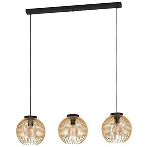 EGLO Hanglamp Venezuela, 3-lamps pendellamp boven eettafel, lamp hangend voor woonkamer en eetkamer, eettafellamp van metaal in zwart en goud, E27 fitting