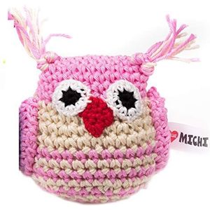 MICHI SC18 Crochet Toy Uil Pink and White gehaakte hondenspeelgoed