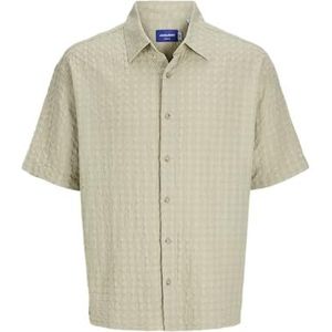 JACK & JONES Jordobby Check Shirt Ss voor heren, Celadon Tint, M