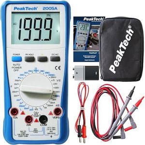 PeakTech 2005 A - Digitale multimeter met 2.000 counts, digitale meter voor spanning- en stroommeting, weerstandsmeting, capaciteits- en inductiemeting, continuïteitstester - CAT III