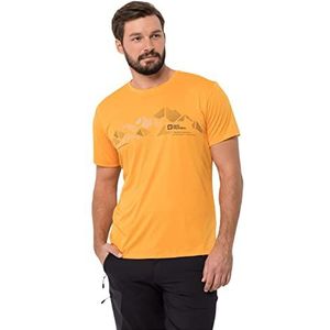 Jack Wolfskin Peak Graphic T-shirt voor heren, Oranje Pop, XL