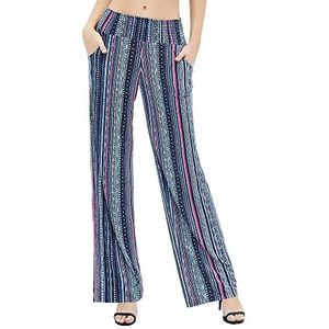 Urban CoCo Boho Palazzo-broek voor dames, brede pijpen, strandbroek, hoge taille, loungebroek met zakken, S