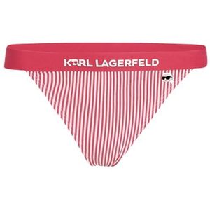 Karl Lagerfeld, Ikon Stripe Brief, Multicolor, Women, Underwear, Raspberry-witte streep, L