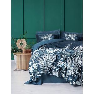 Nuit Des Rêves Luxe satijnen quilt cover-set (135 x 200 cm), petroleumgroen, 100% katoen satijn, reactieve print, 210 draadtelling, machinewasbaar, knoopsluiting