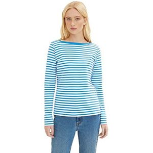 TOM TAILOR Denim Dames Longsleeve met strepen 1023950, 31387 - White Mid Blue Stripe, XS