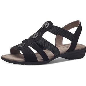 Jana Dames 8-28165-42 platte sandaal, zwart, 40 EU Breed