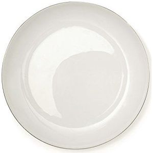 Excelsa Platinum platte bord, porselein, witte rand zilver, 22 x 22 x 1,5 cm
