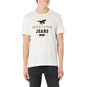 MUSTANG Heren Alex C Print T-shirt, Cloud Dancer 2020, S