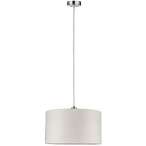 Paulmann 70924 hanglamp Tessa rond max. 60 watt hangende lamp crème, ijzer geborsteld plafondlamp metaal, stof E27