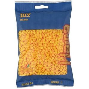 Hama Perlen 201-03 strijkkralen zak met ca. 3.000 kleurrijke midi knutselkralen met een diameter van 5 mm in geel, creatief knutselplezier voor kinderen vanaf 5 jaar, klein