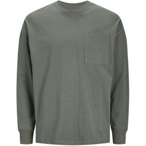 JACK & JONES Heren Jcoclean Pocket Tee Ls Crew Neck Shirt met lange mouwen, agave green, L
